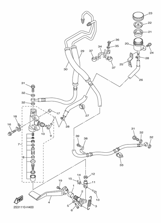 Yamaha 5PS-W0042-50 . Cylinder Kit, Master — shown on the Rear Master Cylinder parts diagram