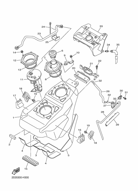 Yamaha 90110-06219 Bolt, Hexagon Socket Head — shown on the Fuel Tank parts diagram