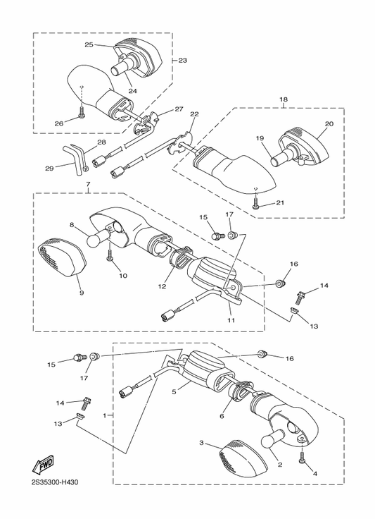 Yamaha 1KB-8334A-00 . Lens Comp 2 — shown on the Flasher Light parts diagram