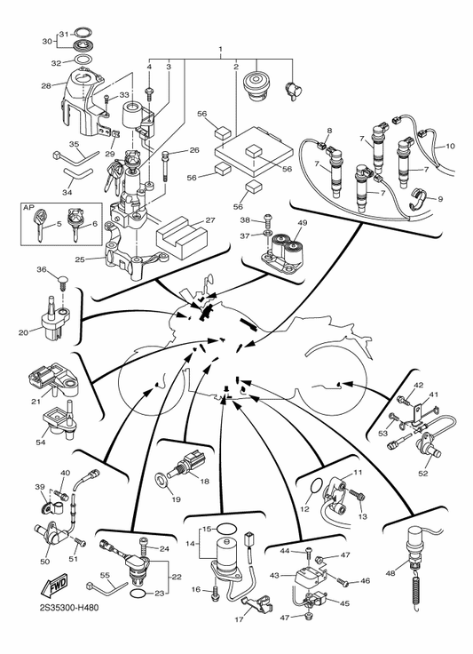 Yamaha 5VY-8A8E0-00 . O-Ring — shown on the Electrical 1 parts diagram