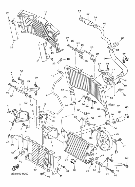 Yamaha 91314-06014 Bolt — shown on the Radiator & Hose parts diagram