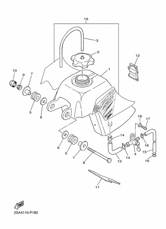 Yamaha 2SA-24240-10 Graphic Set — shown on the Fuel Tank parts diagram