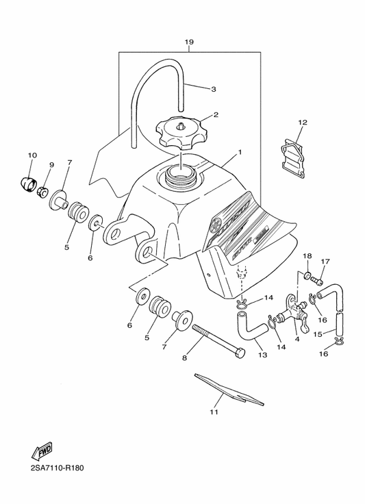 Yamaha 2SA-24240-20 Graphic Set — shown on the Fuel Tank parts diagram