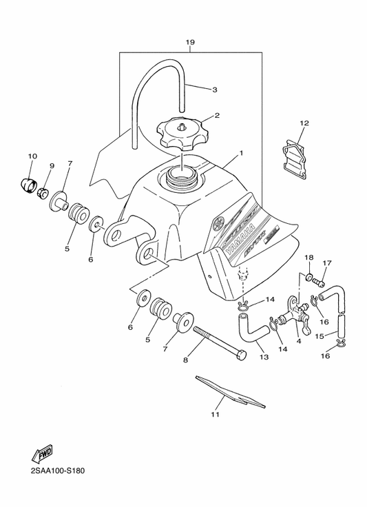 Yamaha 2SA-24240-30 Graphic Set — shown on the Fuel Tank parts diagram