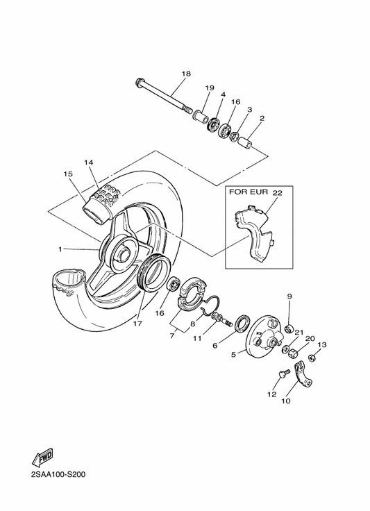 Yamaha 2SA-25121-00-98 Plate, Brake Shoe — shown on the Front Wheel parts diagram