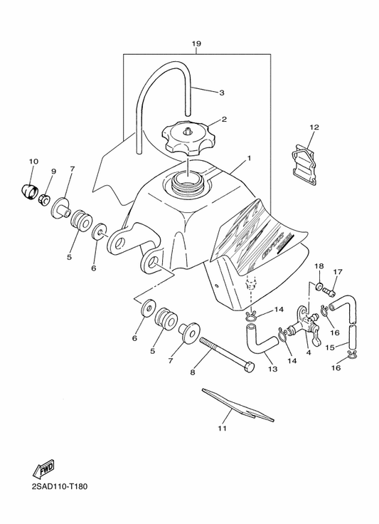 Yamaha 2SA-24240-40 Graphic Set — shown on the Fuel Tank parts diagram