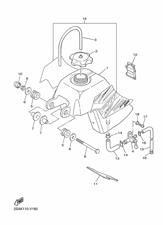 Yamaha 2SA-24240-60 Graphic Set — shown on the Fuel Tank parts diagram
