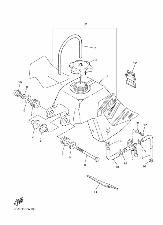 Yamaha 5PG-24110-10 Fuel Tank Comp. — shown on the Fuel Tank parts diagram