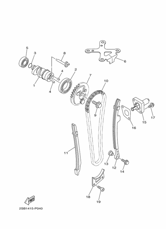 Yamaha 93605-06800 Pin, Dowel — shown on the Camshaft & Chain parts diagram