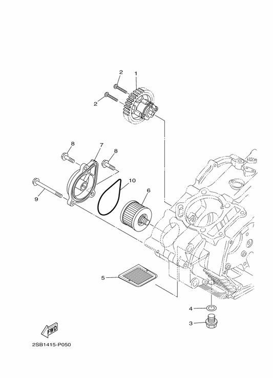 Yamaha 2D0-E3411-00 Strainer, Oil — shown on the Oil Pump parts diagram