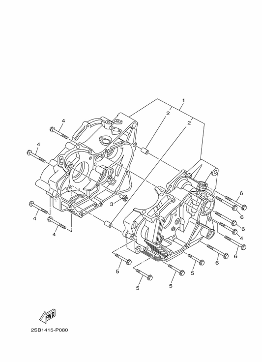 Yamaha 2SB-E5155-00 Nozzle 3 — shown on the Crankcase parts diagram
