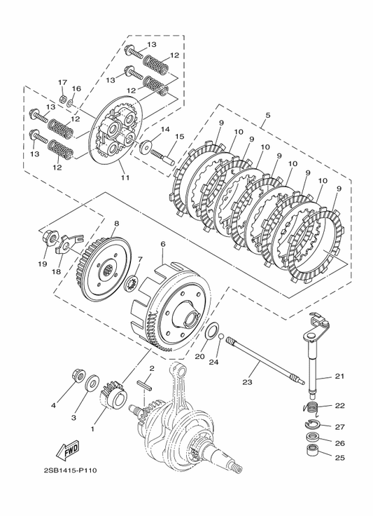 Yamaha 2SB-E6371-00 . Boss, Clutch — shown on the Clutch parts diagram