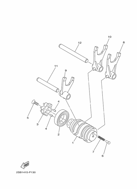 Yamaha 90501-06805 Spring, Compression — shown on the Shift Cam & Fork parts diagram