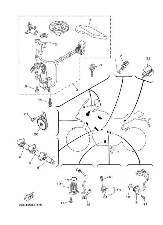 Yamaha 2SC-8591A-00 . Engine Control Unit Assy — shown on the Electrical 2 parts diagram