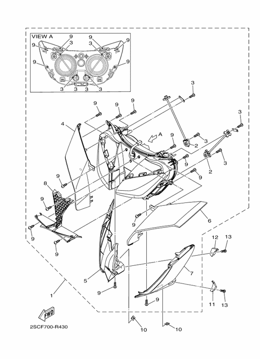 Yamaha 2PP-84300-50 Headlight Assy — shown on the Headlight parts diagram