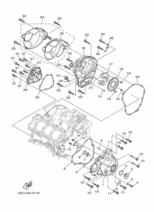 Yamaha 90340-36005 Plug, Straight Screw — shown on the Crankcase Cover 1 parts diagram