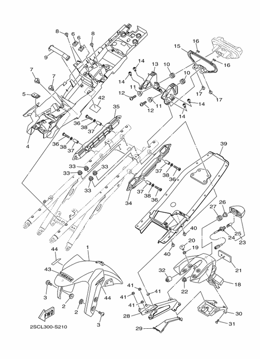 Yamaha 1WS-84547-00 . Cord, Licence Light — shown on the Fender parts diagram