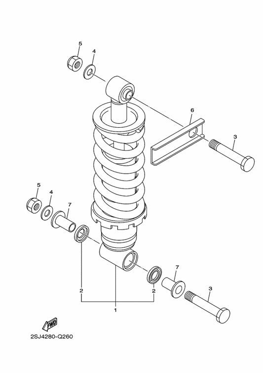 Yamaha B40-22210-10 Shock Absorber Assy, Rear — shown on the Rear Suspension parts diagram