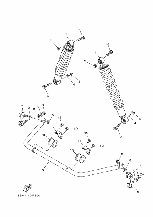 Yamaha 2SM-F2210-30 Shock Absorber Assy, Rear — shown on the Rear Suspension parts diagram