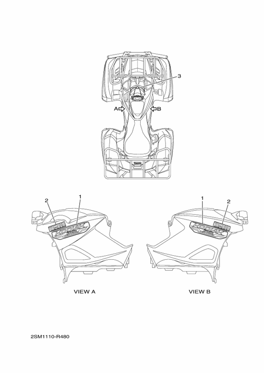 Yamaha 2SM-F1781-00 Emblem 1 — shown on the Graphics parts diagram