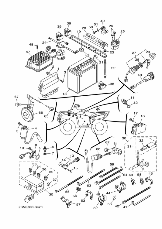 Yamaha 2SM-8591A-00 Engine Control Unit Assy — shown on the Electrical 1 parts diagram