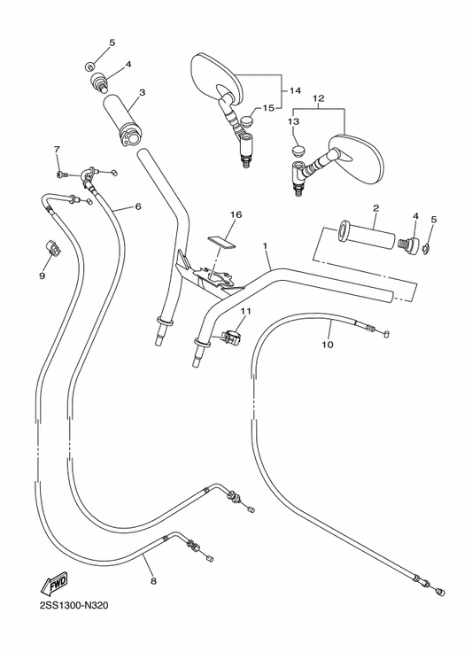 Yamaha 27D-26335-00 Cable, Clutch — shown on the Steering Handle & Cable parts diagram