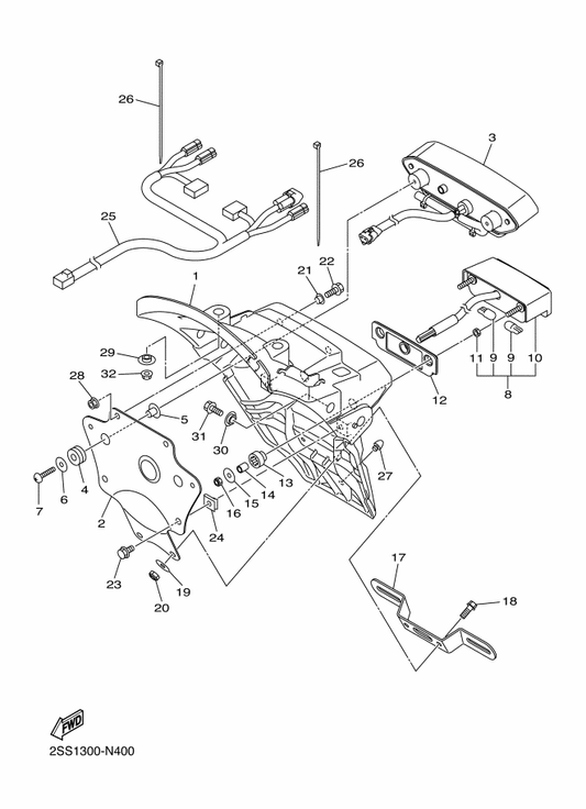 Yamaha 27D-84717-00 Cord, Taillight — shown on the Taillight parts diagram