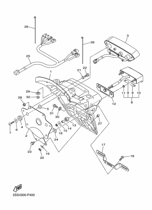 Yamaha 2SS-84710-00 Taillight Unit Assy — shown on the Taillight parts diagram