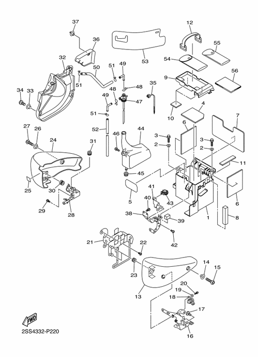 Yamaha 27D-21826-00 Pipe, Breather — shown on the Side Cover parts diagram