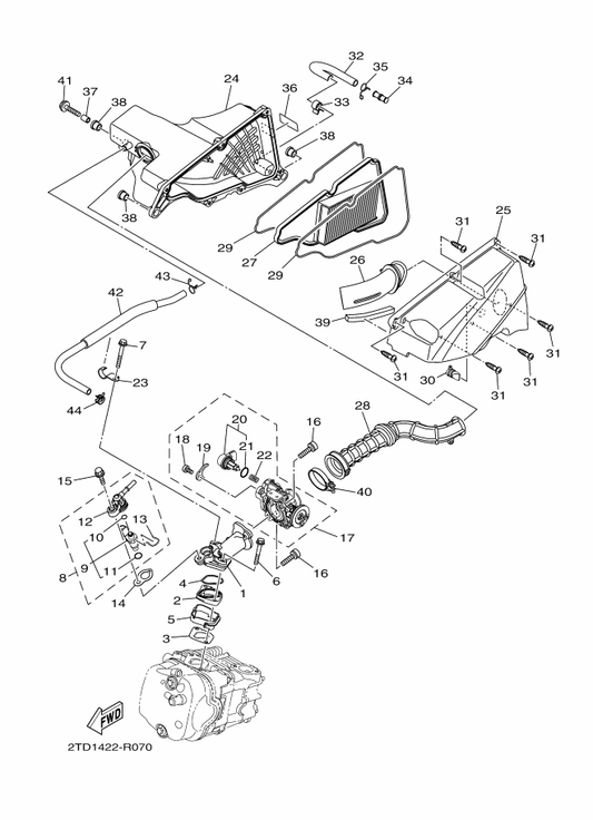 Yamaha 90467-12804 . Clip — shown on the Intake parts diagram