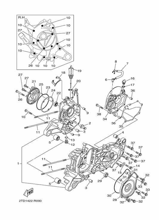 Yamaha 90388-08803 . Damper — shown on the Crankcase parts diagram