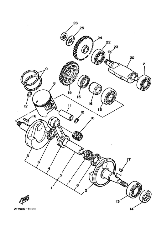 Yamaha 4H7-11633-00 ピン,ピストン — shown on the クランクシヤフト. ピストン parts diagram