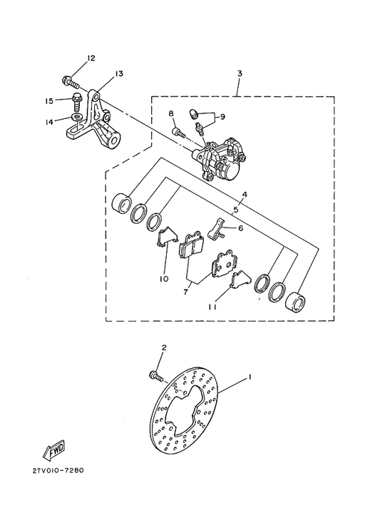 Yamaha 47X-25827-10 . Shim, Caliper — shown on the リヤブレーキキヤリパ parts diagram