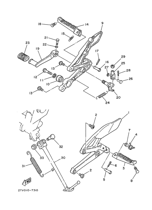 Yamaha 90110-08057 ボルト,ヘキサゴンソケツトヘツド — shown on the スタンド.フートレスト parts diagram