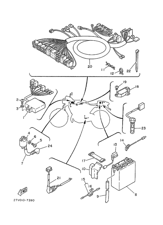 Yamaha 4X7-82151-00 . フユーズ (5A) — shown on the エレクトリカル 1 parts diagram