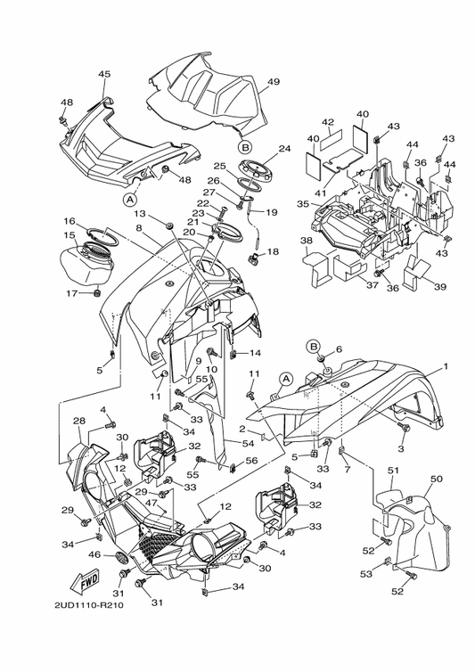 Yamaha 1HP-H2176-01 Damper — shown on the Front Fender parts diagram