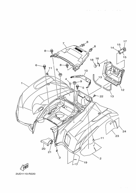 Yamaha 2UD-F1600-80 Rear Fender Assy — shown on the Rear Fender parts diagram