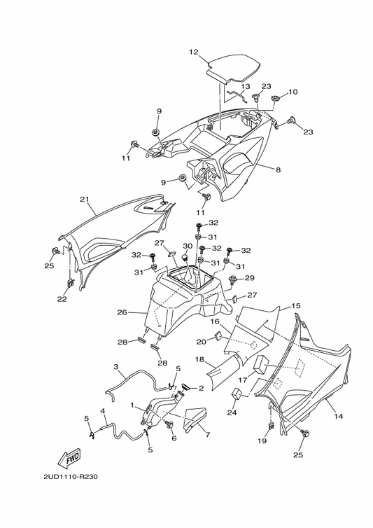 Yamaha B16-F171C-00 Top Cover Comp. — shown on the Side Cover parts diagram