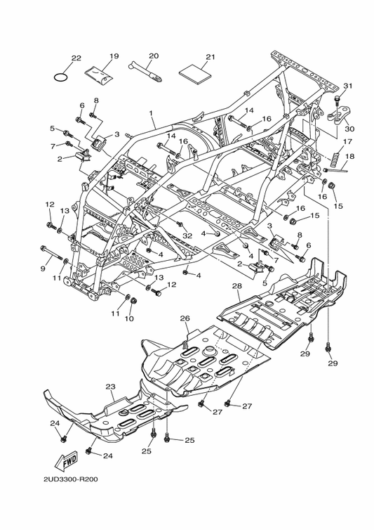 Yamaha 90105-10238 Bolt, Flange — shown on the Frame parts diagram