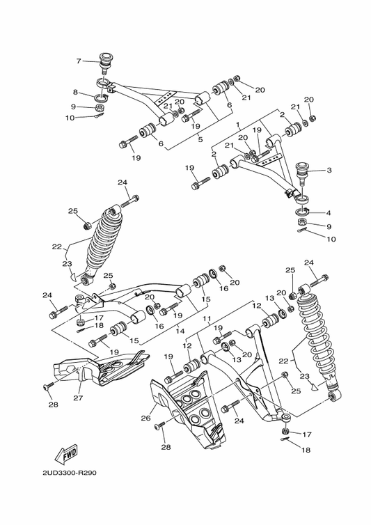 Yamaha 2BG-F3133-00 Cover, Lower 2 — shown on the Front Suspension & Wheel parts diagram