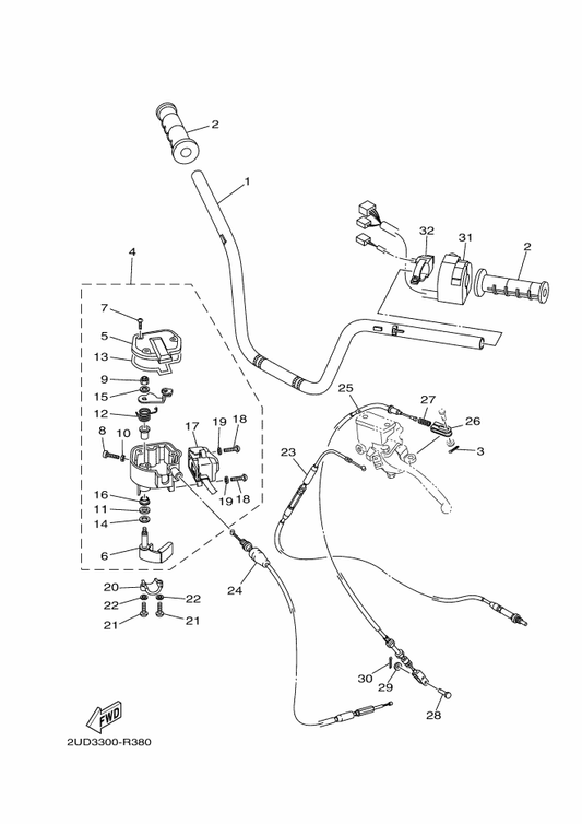 Yamaha B16-26311-00 Cable, Throttle 1 — shown on the Steering Handle & Cable parts diagram