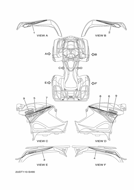 Yamaha B31-F1781-40 Emblem 1 — shown on the Graphics parts diagram