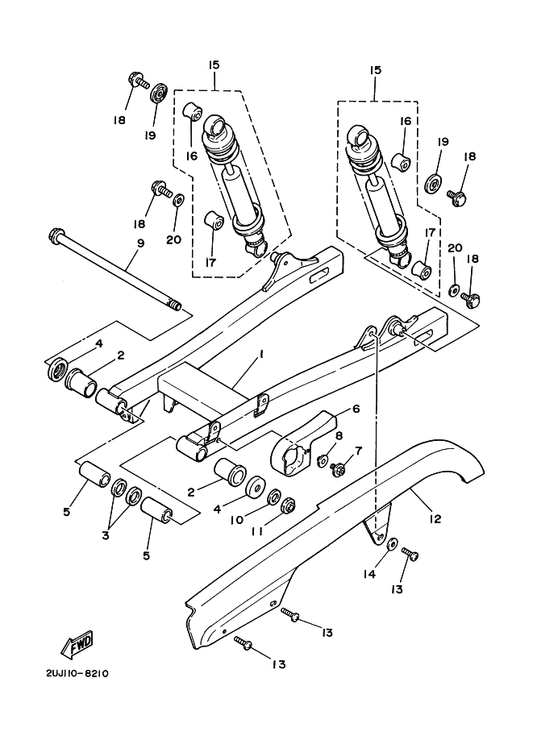 Yamaha 3LS-22311-00 Case, Chain — shown on the Rear Arm & Suspension parts diagram