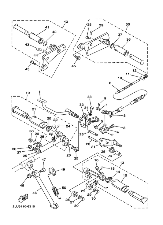 Yamaha 2UJ-27316-00 Spring, Side Stand — shown on the Stand & Footrest parts diagram