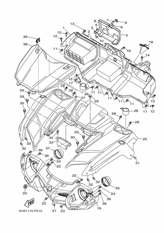Yamaha 1XD-F1982-50 Hood 1 — shown on the Front Fender parts diagram
