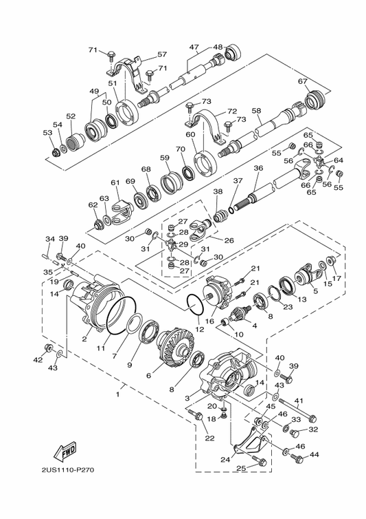 Yamaha 95812-06014 . Bolt, Flange — shown on the Front Differential parts diagram