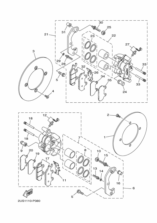 Yamaha 1XD-25803-00 . . Caliper Seal Kit — shown on the Front Brake Caliper parts diagram