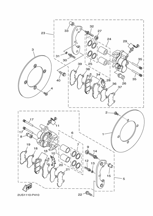 Yamaha 1UY-25926-51 . Bolt — shown on the Rear Brake Caliper parts diagram