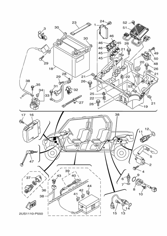 Yamaha 2PG-8591A-00 Engine Control Unit Assy — shown on the Electrical 1 parts diagram
