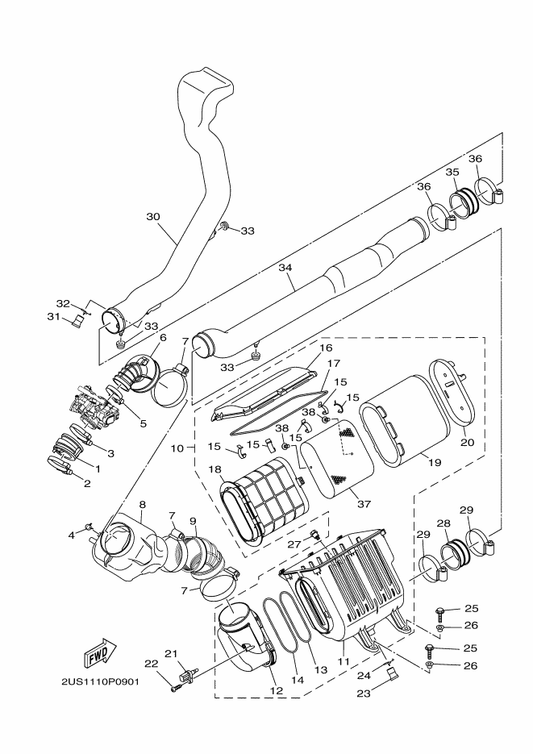 Yamaha 90109-06262 Bolt — shown on the Intake parts diagram